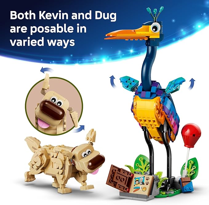 LEGO Disney and Pixar Kevin &amp Dug Building Toy - 'Up' Movie Set for Girls &amp Boys Ages 9+ - Disney Gift for Kids &amp Fans - Kids Bedroom or Desk Decor - 43290