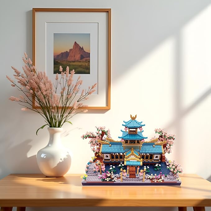Micro Building Blocks SetChinese Suzhou Garden Architecture and Cherry Blossom Bonsai Tree Building Toys for AdultsJapanese Sakura House ModelCreative Mini Bricks Gift for Kids 14+2350 pcs