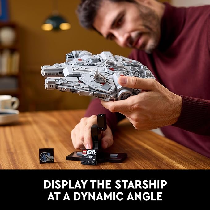LEGO Star Wars Millennium Falcon A New Hope 25th Anniversary Collectable Model - DIY Building Sets for Adults Men &amp Women Ages 18+ - Comes with Display Stand - Star Wars Gift - 75375