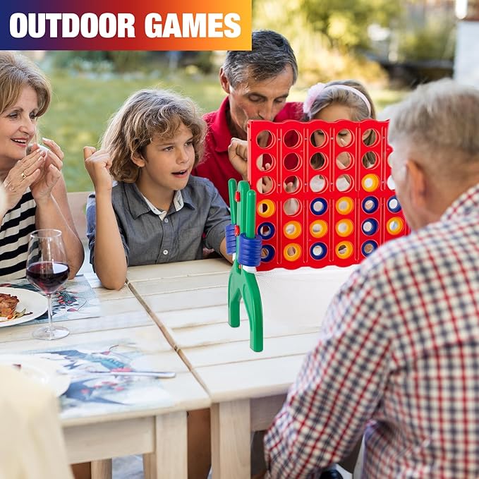 1.9 Feet Giant 4 in A Row Game Jumbo 4-to-Score Connect Game Set for Kids &amp Adults Outdoor Yard Lawn &amp Indoor Floor Play Family Game Night &amp Party Board Games Grand Birthday Easter Gif