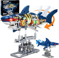 Jorumo Shark Building Block Set for Boy 8-12 Ideas Sea Animal Building Blocks Toys with Lighting and Rotatable Link Components STEM Toys for Kids Adults Crossing Ocean Lovers 666Pcs