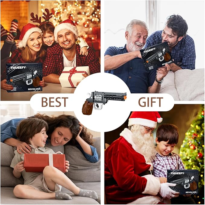 1:1 Pistol Building Blocks Set 400+ Pieces Building Blocks Model Gun Toy for Adults &amp Kids 14+ Unique Collectible Gift for Christmas Birthday Military Fans (Revolver)