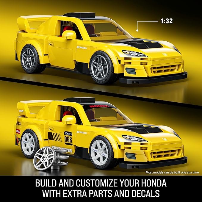Mattel Brick Shop Hot Wheels Speed Series Building Set '07 Honda S2000 with 257 Pieces Realistic Details and Custom Decals Adult Collectors and Kids Ages 10+