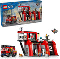 LEGO City Fire Station with Fire Truck Toy - Kids Toy Building Sets with 2 Fire Truck Attachments - Gifts for Boys &amp Girls Ages 6+ - Pretend Play Set with 5 Minifigures - 60414
