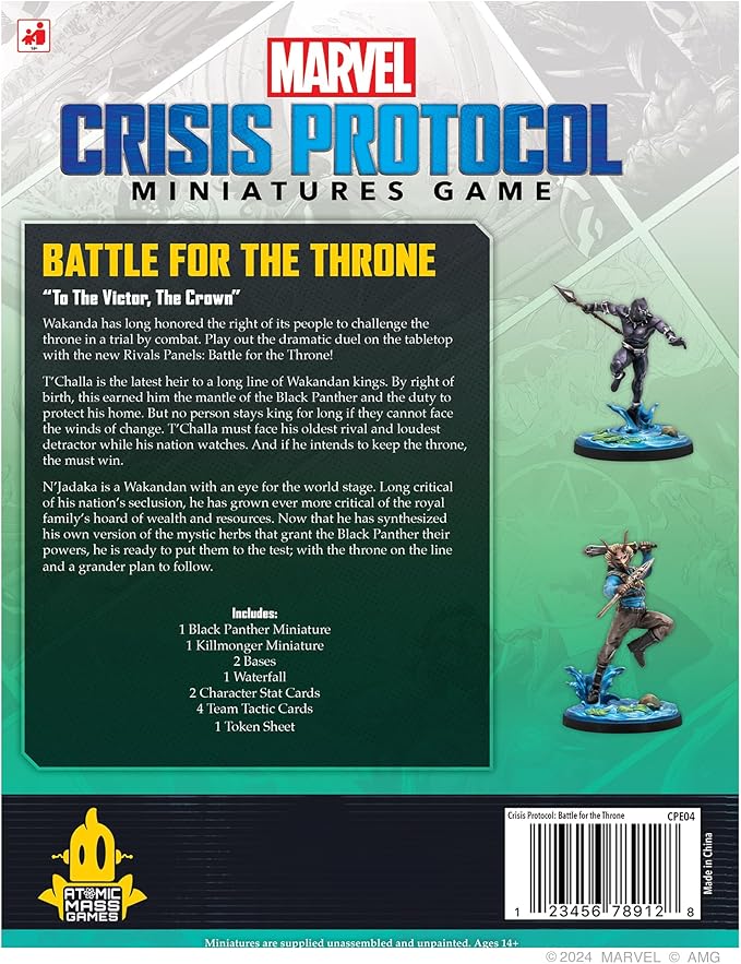 Marvel: Crisis Protocol Battle for the Throne RIVAL PANELS - Wakanda Showdown! Tabletop Superhero Game Ages 14+ 2 Players 90 Minute Playtime Made by Atomic Mass Games