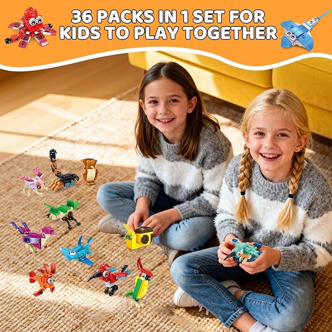 36 Packs Mini Building Blocks Set Party Favors Building Blocks for Kids 4-8 Goodie Bags Stuffers for Kid Prize Box Toys for Kids Classroom