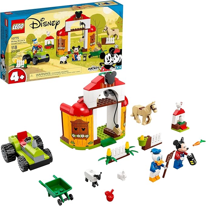 LEGO Disney Mickey and Friends Mickey Mouse &amp Donald Duck’s Farm 10775 Building Kit A Creative Play Set for Kids New 2021 (118 Pieces)