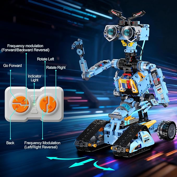 zinat 4-in-1 STEM Robot Building Kit with Remote Control Multiple Robot Designs Educational DIY Blocks Toy Birthday for Kids 6-14 &amp Adults - 824Pcs