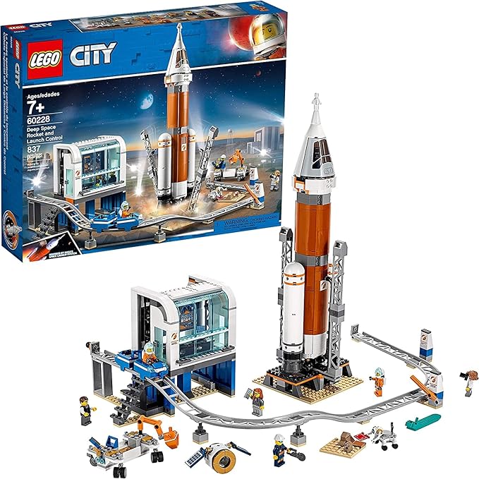 LEGO City Space Deep Space Rocket and Launch Control 60228 Model Rocket Building Kit with Toy Monorail Control Tower and Astronaut Minifigures Fun STEM Toy for Creative Play (837 Pieces)