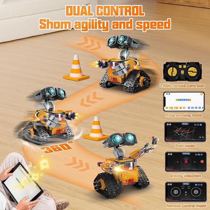 STEM Robot Building Kit for Kids – 5-in-1 Remote &amp App-Controlled Wall Robotics Set Engineering Coding Robot Toys Birthday Gifts for Boys &amp Girls Ages 6-12+ (673 PCS)