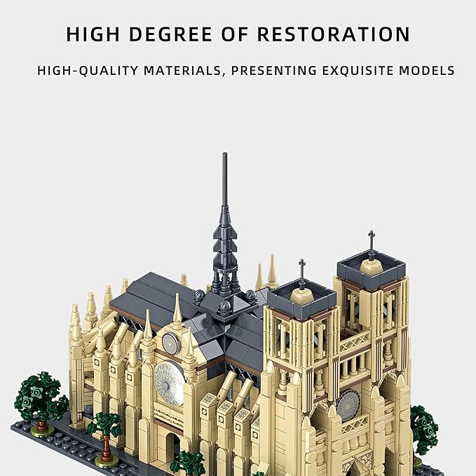 Micro Building Blocks Notre Dame - Architectural Model Cathedral Mini Block Bricks Set Toys 1757PCS Notre Dame de Paris Famous Building Kit Collectible Decoration Birthday Gifts for Adults