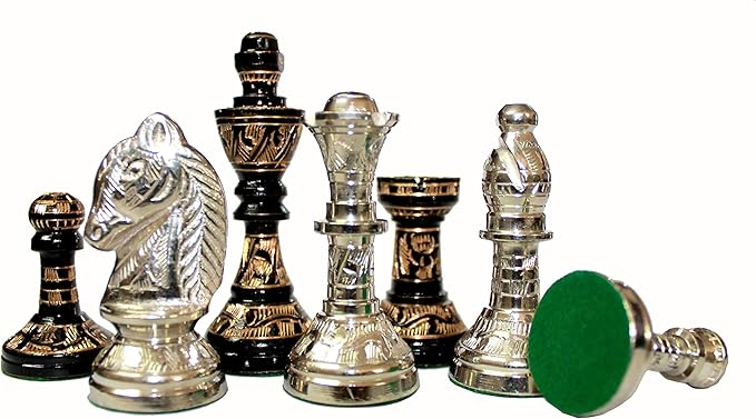 StonKraft Brass Chess Board Game Set with 100% Brass Chess Pieces Chessmen Coins (12 x 12 Inches)
