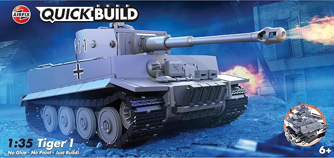Airfix J6041 Quickbuild Plastic Model Tank Kits - Tiger I - Easy Assembly Snap Together Model Kit Classic Tanks for Adults &amp Kids to Build Model Military Vehicle Building Toys Set