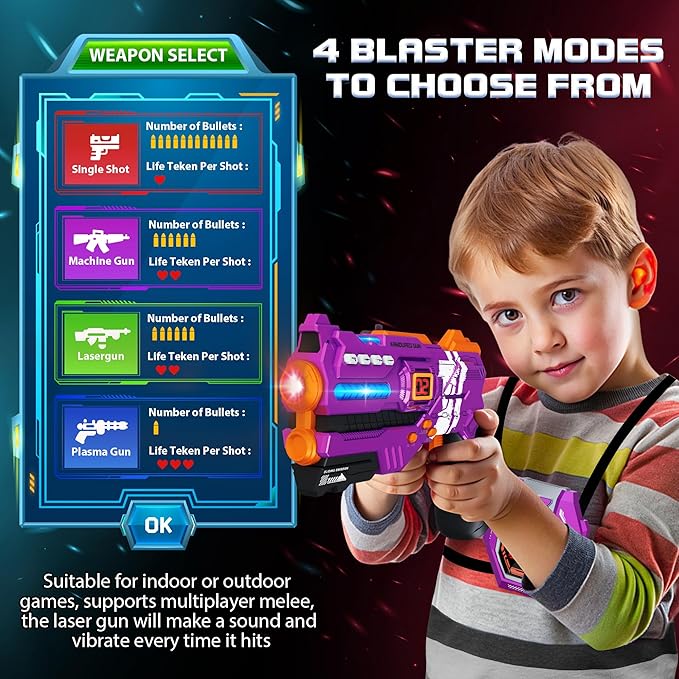 Laser Tag Guns Set of 4 Laser Tag Guns with Digital LED Score Display VestsGifts for Teens and Adults Boys &amp GirlsAdults and Family FunGift for Kids Ages 8 9 10 11 12+Year Old Boy