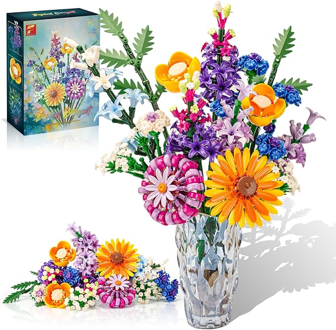 Sunflower Building Blocks Set (1183PCS) - Lego Compatible Flowers for Adults Home Decor for Women &amp Teen Girls Making It an Ideal Gift for Valentine's Day &amp Mother's Day.