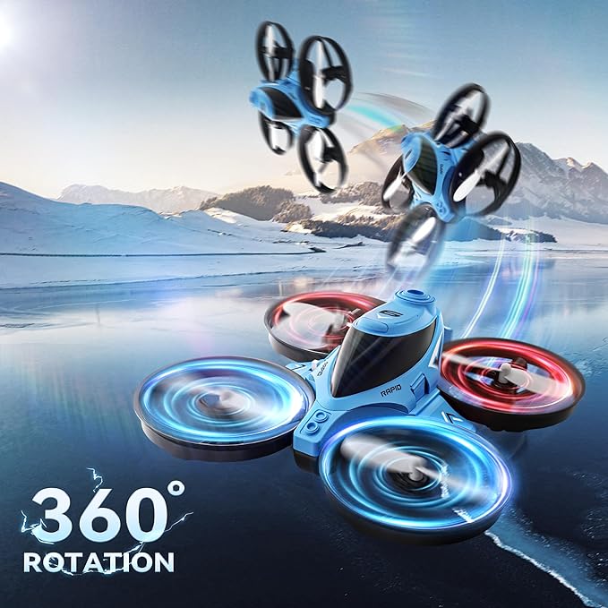 XOS Mini 3 in 1 Indoor &amp Outdoor Remote Drone RC Airplane Plane RC Quadcopter Multirotor Helicopter RC Car &amp RC Boat with Auto Hovering 3D Flips Headless Mode for Kids Birthday Gifts