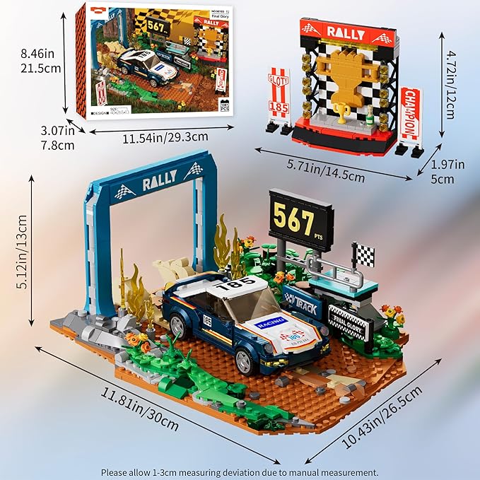 Car Building Set Off-Road Racing Car Buildings Blocks Sets for Adults Kids 8+ Miniature Vehicle Model w/ Forest Scene Modular Cars Building Kit Toys Gift for Birthday HolidaysFinal Glory 1081Pcs