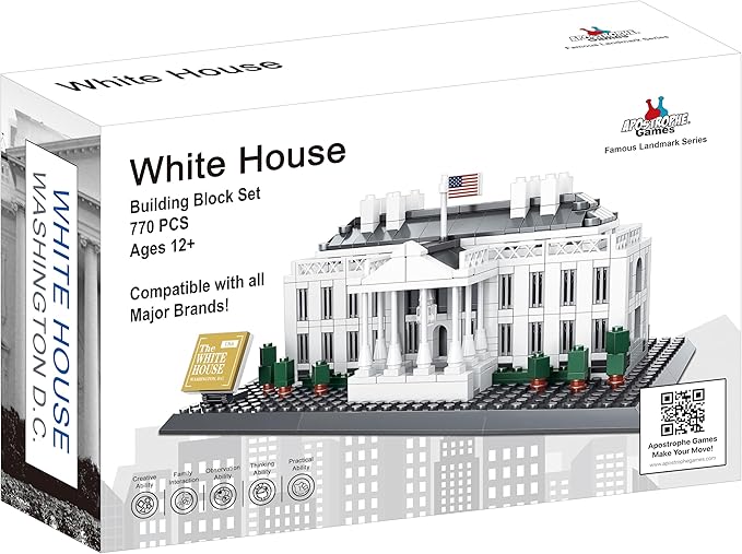 Apostrophe Games White House Building Block Set (770 Pieces) Washington D.C. White House Famous Landmark Series - Architecture Model for Kids and Adults