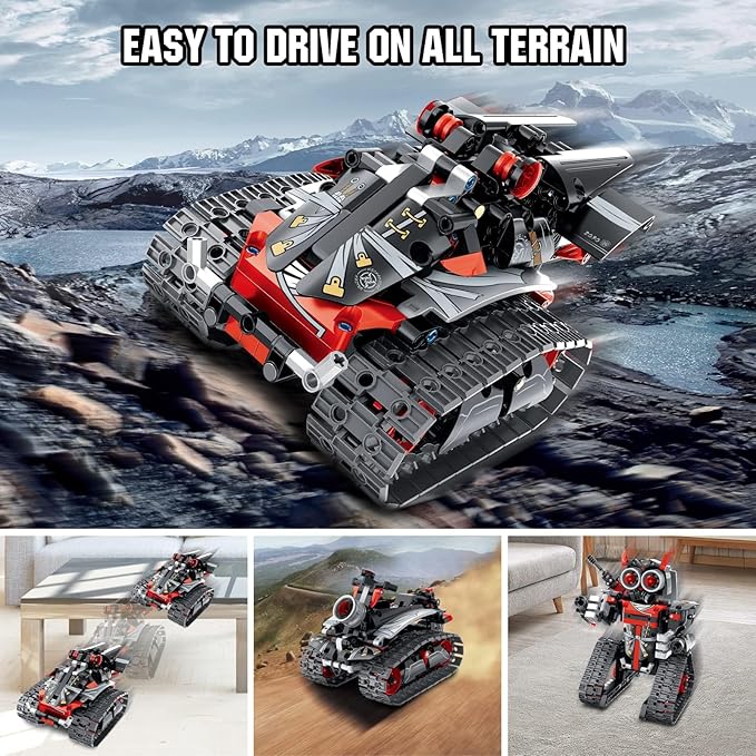 Remote Control Robot Building Kit for Boys 6-12 3-in-1 STEM Remote &amp APP Controlled Coding Gear Robot/Tank/RC Car 419 Pcs Science Learning Educational Building Blocks Toy Set Gift for Kids