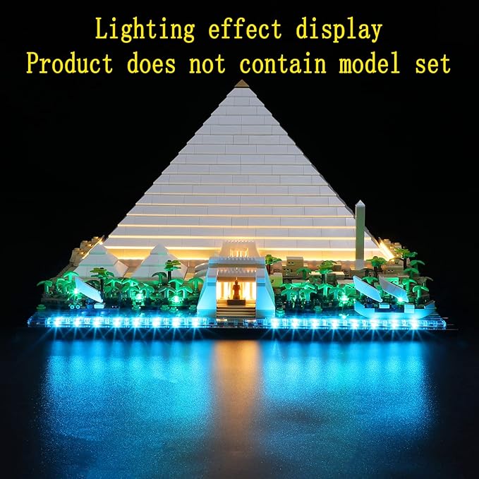LED Light Kit Compatible with Lego Great Pyramid of Giza - Lighting Set for Architecture 21058 Building Model (Model Set Not Included)