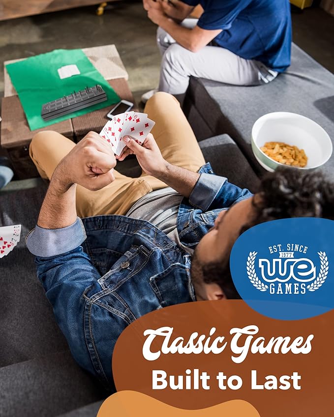WE Games Wooden Cribbage Board Game Set with Storage Black Stained Continuous 3 Track Card Game for 2-3 Players