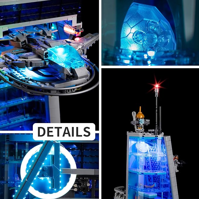 Kyglaring LED Lighting Kit for Lego 76269 Marvel Avenger Tower Building Set (No Model) Lights Set Compatible with Marvel Lego 76269 - Without Building Set(Classic Version)