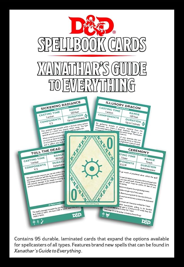 Dungeons &amp Dragons Spellbook Cards Xanathar's Guide To Everything Board Games