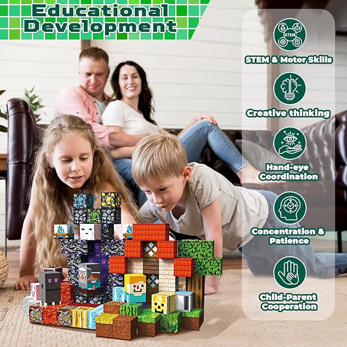 100 PCS Magnetic Blocks - Magnetic Building Blocks Stacking Magnets for Kids Sensory Toy for STEM Montessori Sensory Toys for Kids 3+ Boys and Girls Christmas Birthday Gifts