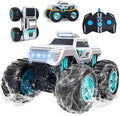 Waterproof Amphibious Remote Control Truck for Kids Gyroscope Self-Balancing Monster Truck with Wheelie Stunts LED Lights All-Terrain RC Car for Boys Girls Ages 6–12 Outdoor Pool Toy Gift