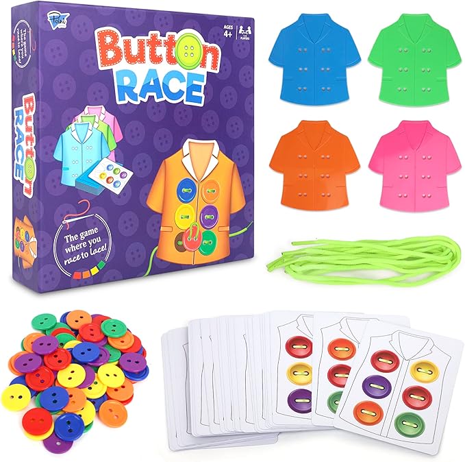 Point Games Lacing Cards Sequence Game - Threading. Sewing Button Lace Occupational Therapy Toy Boys &amp Girls Fine Motor Toys Educational Preschool Games for Kids Ages 4+