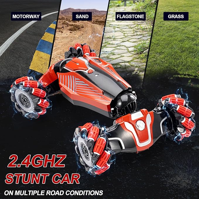 Gesture Sensing RC Stunt car 4WD Drive Watch Remote-Controlled Vehicle Bidirectional Drifting Off-Road Vehicle with Music and Lights Toys for BoysPresents for Kids 4-12 Old