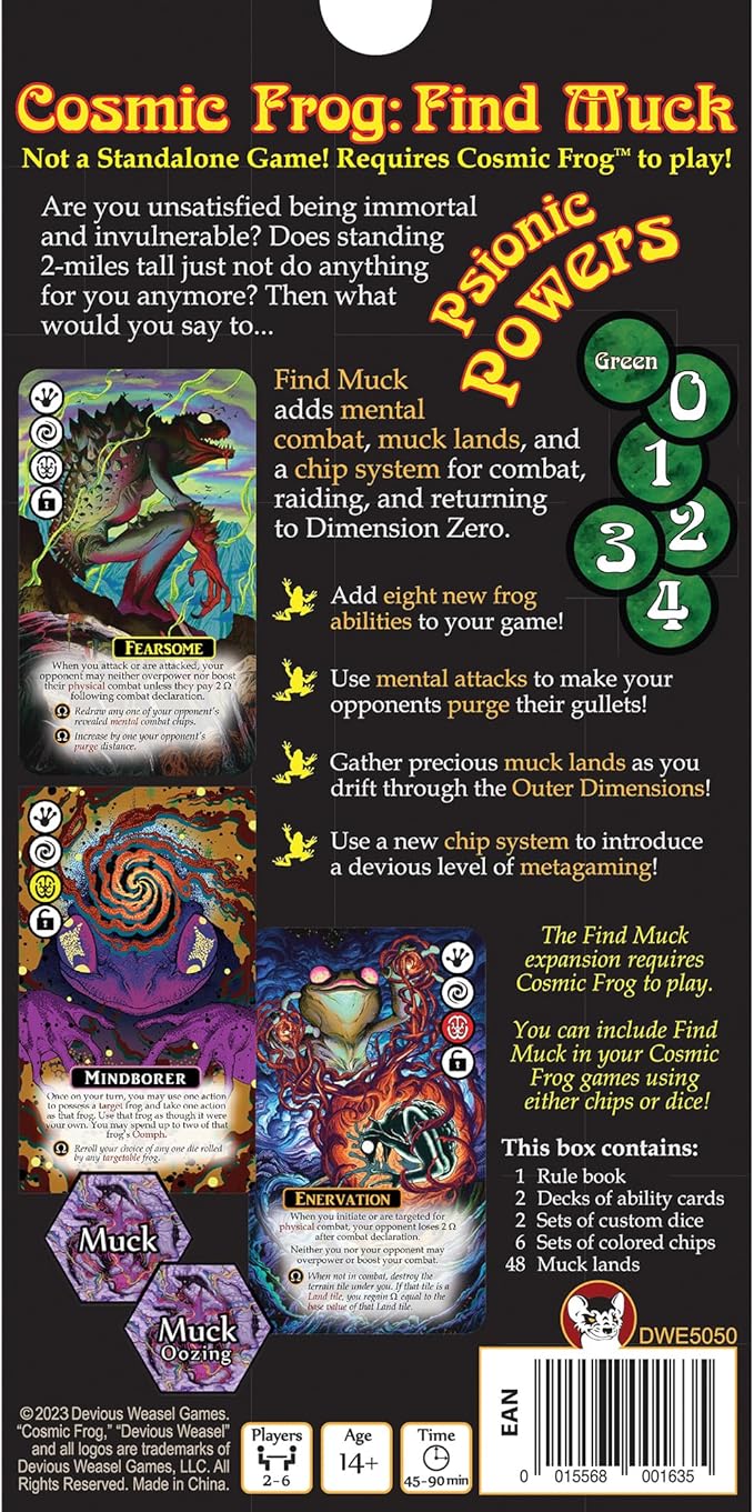 Devious Weasel Games Cosmic Frog: Find Muck Expansion - Devious Weasel Games Adds Mental Combat Lands &amp Chip System Ages 14+ 2-6 Players