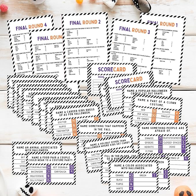 Halloween Party Friendly Feud Game with 2 Answer Buzzers Team Building Feud Cards for Holiday Game Night Fun Trivia Quiz for Groups Office Class