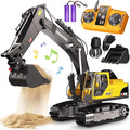 Remote Control Excavator Toys for Boys 3 in 1 RC Excavator Toy with Alloy Bucket Rock Breaker and Grapples - Rotatable 680° Lights and Sounds RC Construction Toys for Boys Age 3+