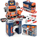 Kids Tool Bench with Electric Drill and Power Miter Saw Construction Workbench Toys for Boys Age 3 4 5 6 7 8 Toddler Realistic Tools Table Playset Tool Box Set Christmas Birthday Gift for Kids 3-5