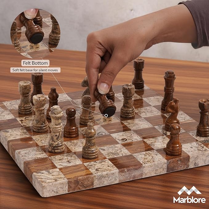 10” Marble Chess Set Coral &amp Red Unique Chess Board with 32 Pieces &amp 2 Extra Queens Luxury 2 Player Chess Game for Adults Elegant Decorative Gift for Women's Day &amp Room Decor