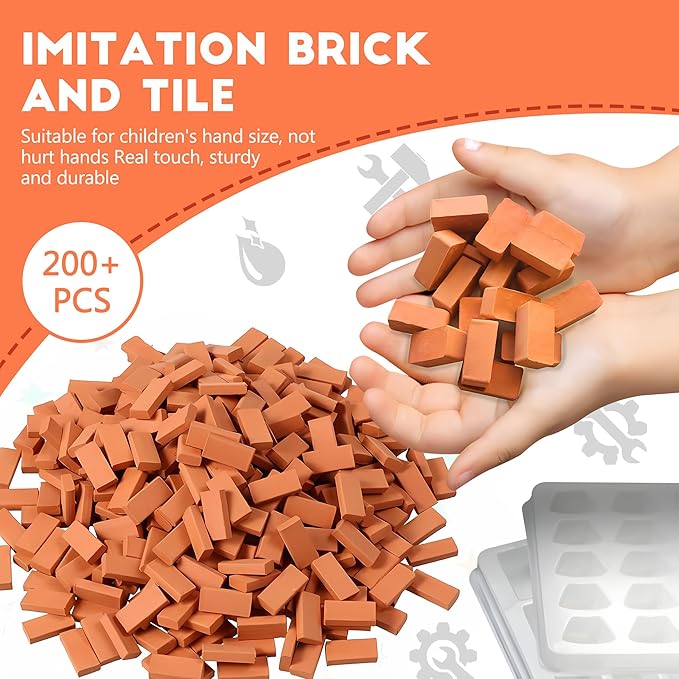 Brick and Mortar Construction Set DIY House Building Kit for Kids Realistic Mini Bricks STEM Building Toy Creative Engineering Toy for Boys and Girls