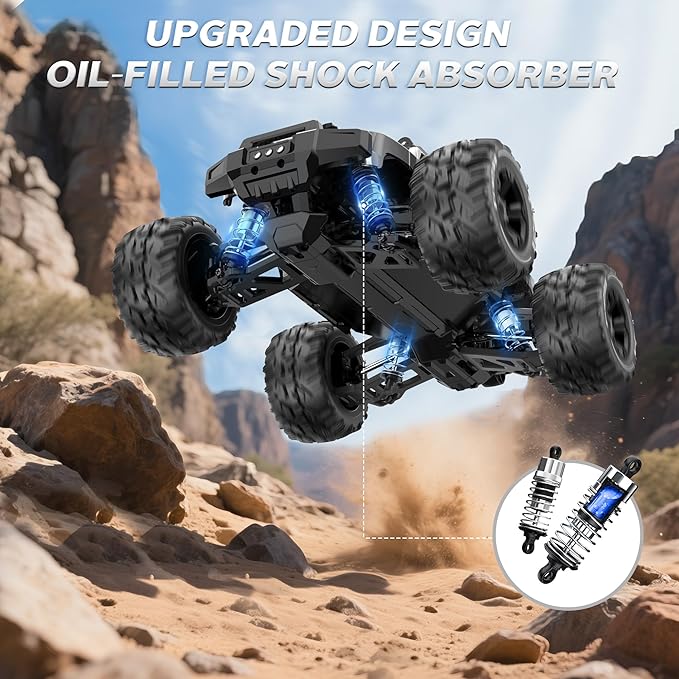 Evmore 1/16 Brushless RC Cars for Adults &amp Boys Fast 34 Mph Electric 4WD High Speed RC Car All-Road Remote Control RC Truck with Two 2S Lipo Batteries Compatible with 3S Lipo