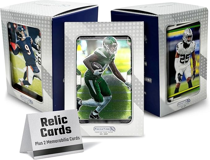 100 Assorted Football Cards – Football Trading Card Packs Variety from 1970s to Present Plus 2 Memorabilia Cards (Autograph or Jersey) – Sports Trading Cards from Trusted Brands – Collector Mix