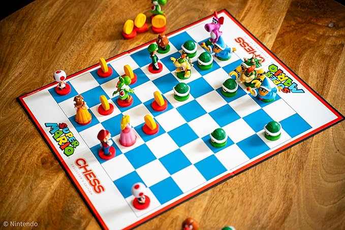 Super Mario Chess Set 32 Custom Sculpt Game Pieces Including Iconic Characters: Mario Luigi Peach Toad Bowser Super Mario Themed Chess Game