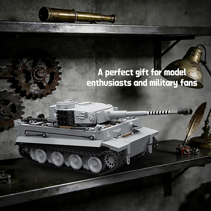 WW2 Tiger Heavy Tank S04 Building Sets Panzer VI Army Military Vehicles Collectible Model for Adults Boys 14+ 1544PCS White