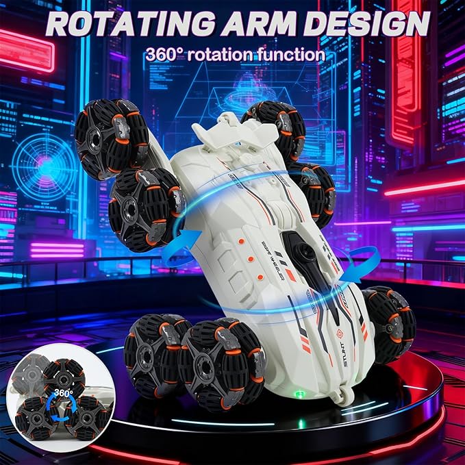 8 Wheels Gesture Sensing RC Stunt Car for Kids - Birthday Gifts for 6 7 8 9 10 11 12+ Years Old Remote Control Off-Road Vehicle 360 Degree Flips &amp Lights &amp Spray Fun Toys for Boys Age 6-12