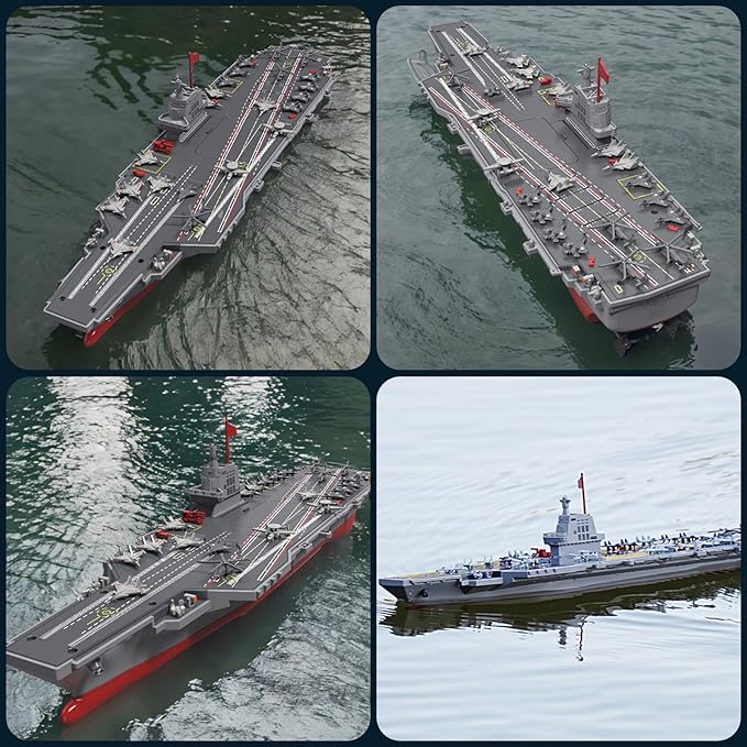 RC Boats 2.4G Remote Control Warship Battleship Aircraft Carrier for Adults and Teens 20KMH High Speed Remote Control Militaryship DIY Battleship for Pool &amp Lake (2 Batteries)