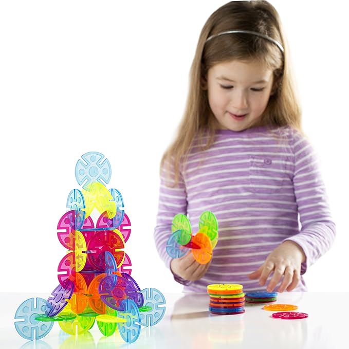 Guidecraft Interlox Discs - 96 Piece Set: Kids STEM Learning and Construction Toy Creative and Educational Building Set for Toddlers