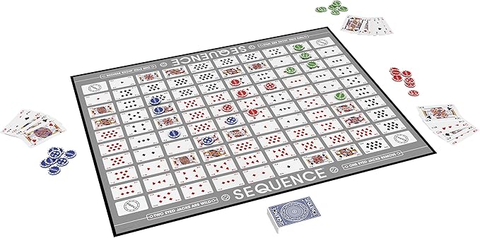 Sequence Premium Edition - Stunning Set with Giant Board (20.25 x 26.25 inches) Exclusive Chips and Deluxe Cards by Goliath Blue for Ages 7+