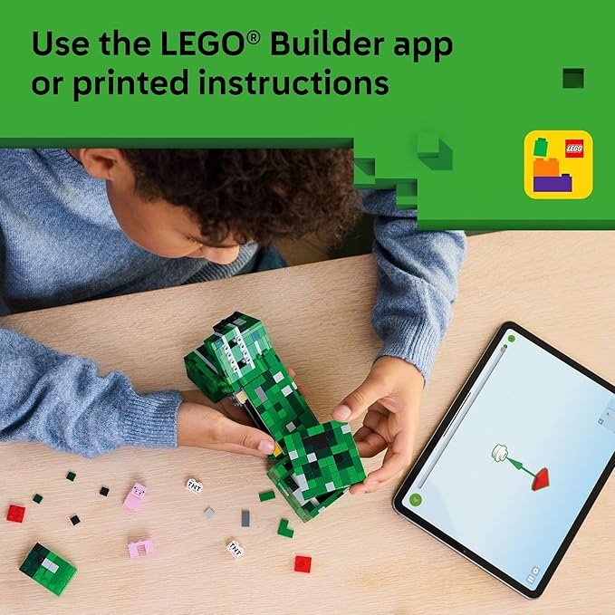 LEGO Minecraft The Creeper Kids Building Toy - Minecraft Toy for Boys &amp Girls Ages 10+ - Room Decor for Gamers w/ 1st Version Creeper Minifigure - Gift for Birthdays - 21276