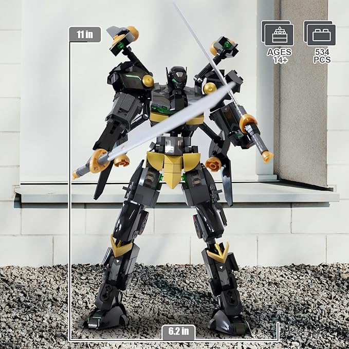 HIGH GODO Black Bat Mech Building Blocks Set for Adults Robot Model Building Kit with Wings and Swords Weapons 534 Pieces Creative Collectible Gift for Teens