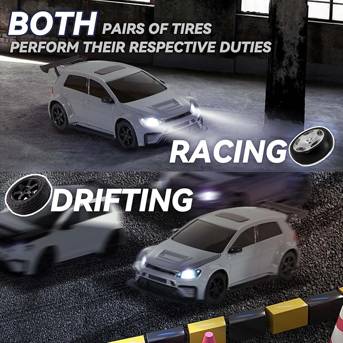 Fairrc 1/43 Scale Mini Drift RC Car 2.4GHz High Speed 4WD Drift Car for Adults RTR (Gray)