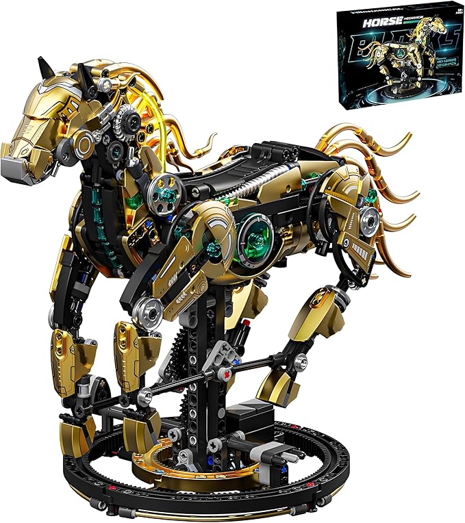 Mechanical Horse Building Block Set Build &amp Pose with Movable Legs – Engaging DIY Model Kit for Kids and Teens