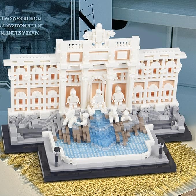 2000pcs Trevi Fountain Archiecture Micro Mini Building Blocks SetCreative Ideals Roman Landmark Model Collection for 14+ Boys Girls or Adults